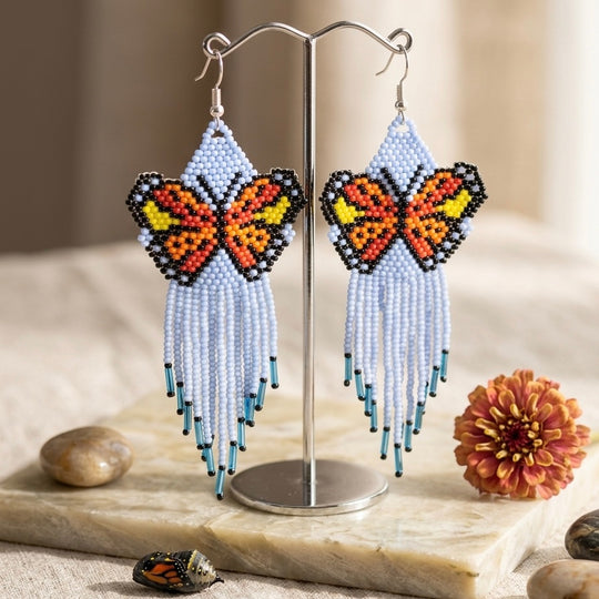 Light Purple Beaded Dancing Wing Earrings