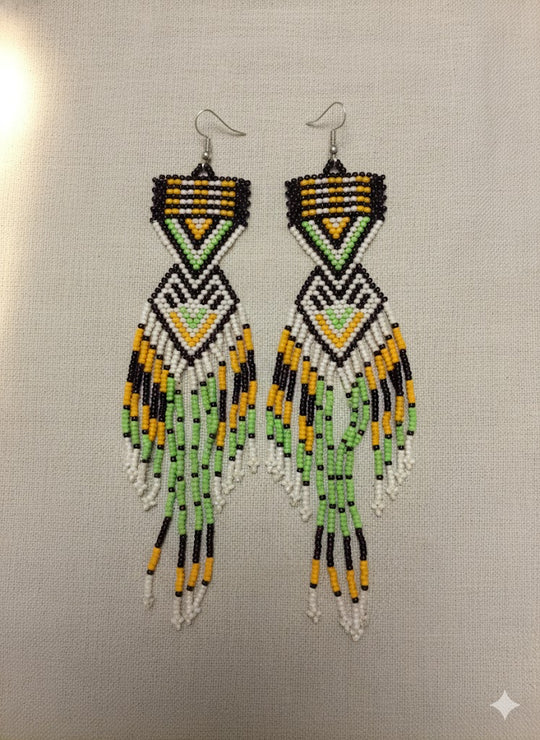 Green and Brown Sunset Path Beaded Earrings