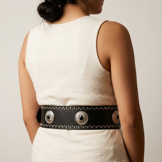 Western Concho Studded Belt (Black)