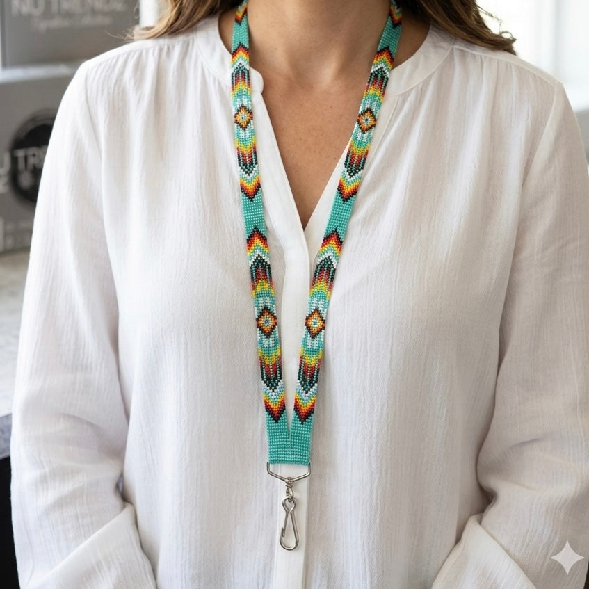 OLDTRIBES Turquoise Native Beaded Lanyard