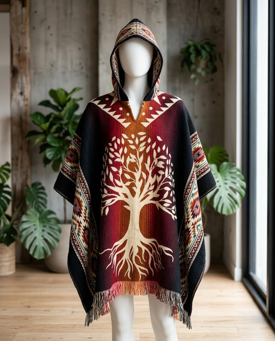 Tree of Life Wool Poncho