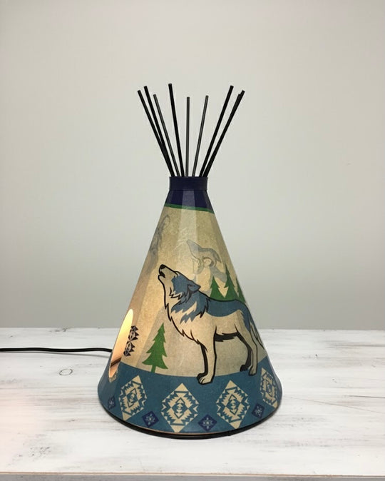 Teepee Table Lamp Howling Wolf