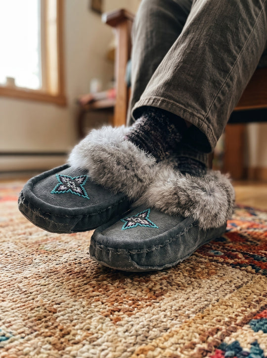 Moccasins with Beadwork (Size 9)