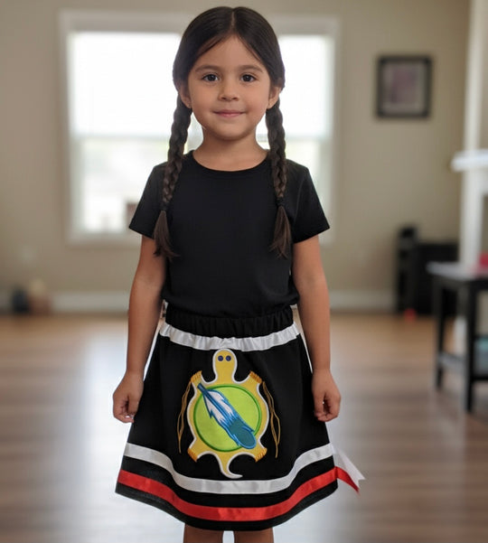 OLDTRIBES™ Infants Embroidered Black Ribbon Skirt