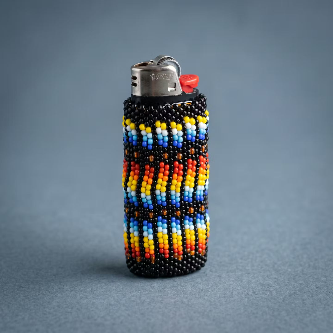 Black Beaded Lighter Case