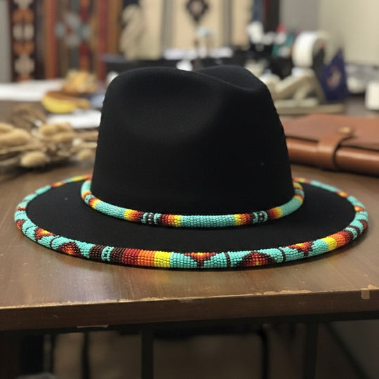 Handmade Beaded Hat (Turquoise Beads)