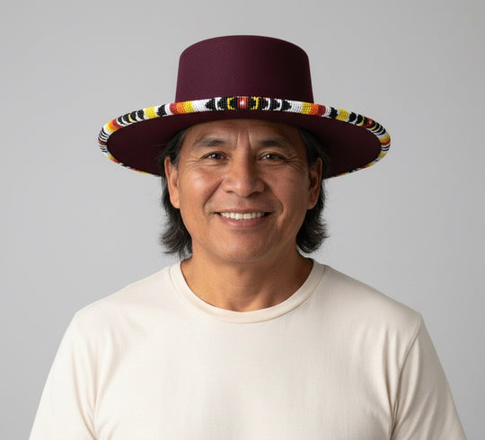 Size-56 Handmade Beaded Hat(Purple)