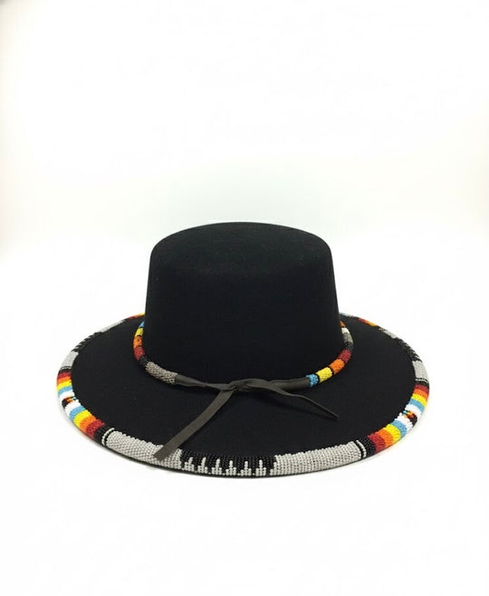Size-57 Handmade Beaded Hat(Black)