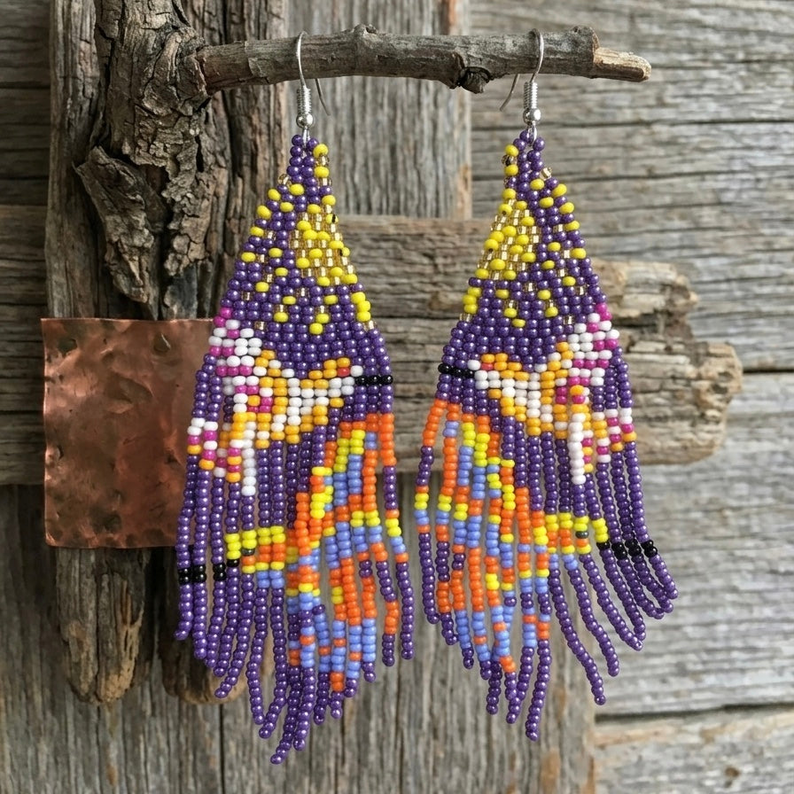 OLDTRIBES Purple Sky Dancer Beaded Earrings