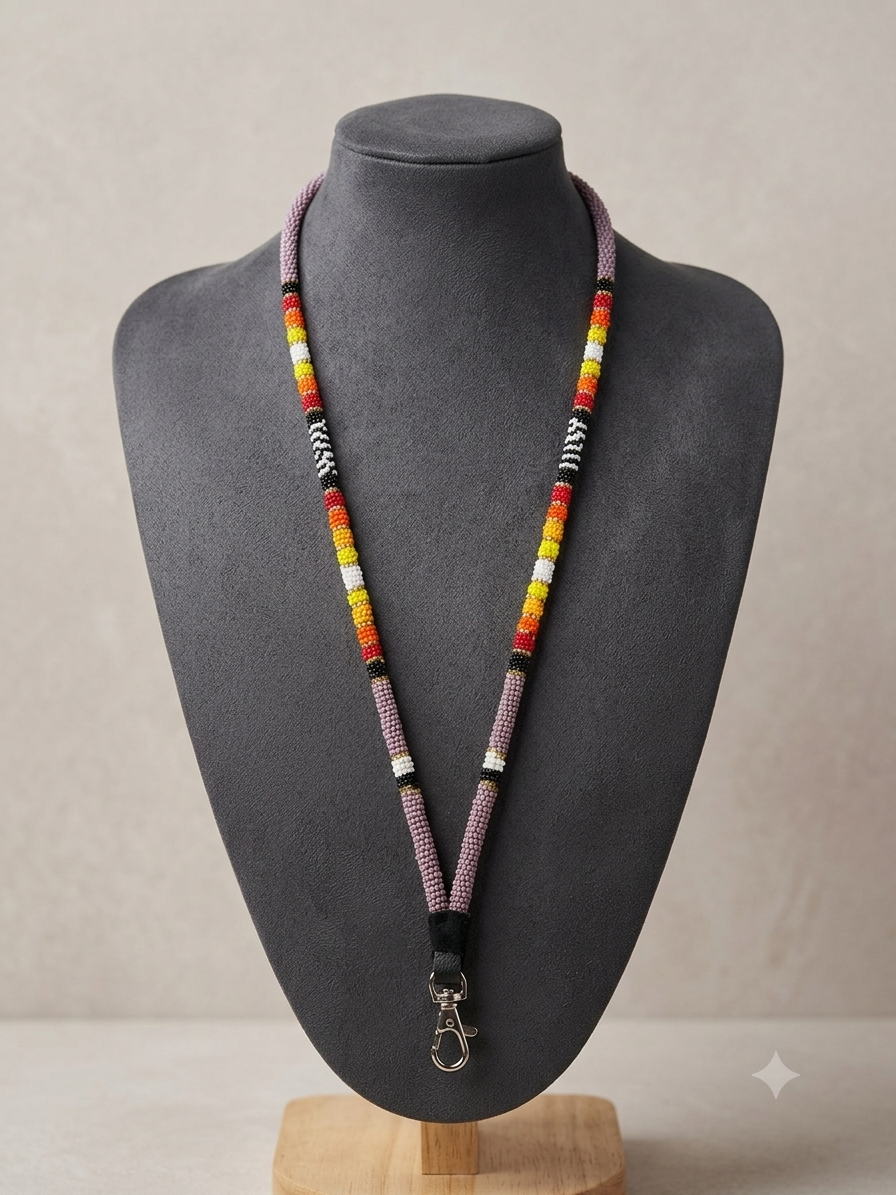 Round Beaded Lanyard(Purple)