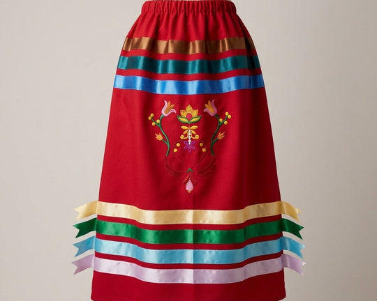 Embroidery Metis Floral Ribbon Skirt