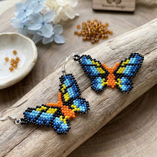 Orange  Butterfly Beaded Earrings