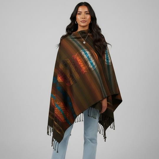 Hand woven Reversible Brown shawl