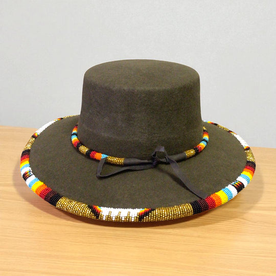 Size- 56 Handmade Beaded Hat(Greenish)