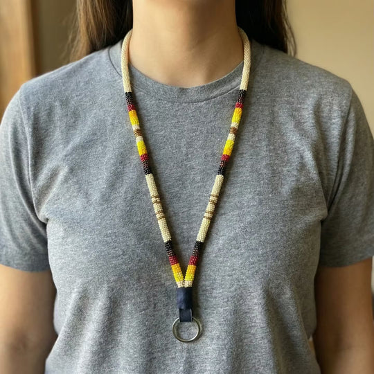 Round Beaded Lanyard(Beige)
