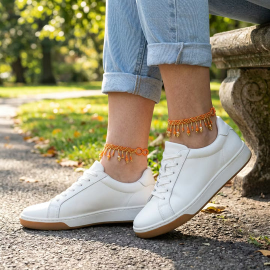 Beaded Anklet Orange