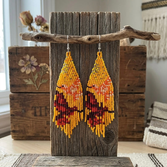 Mustard Sky Dancer Beaded Earrings