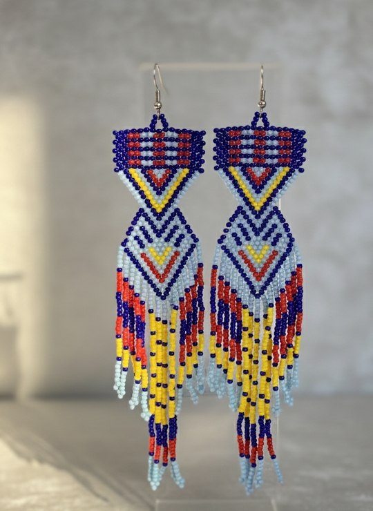 Blue Sunset Path Beaded Earrings