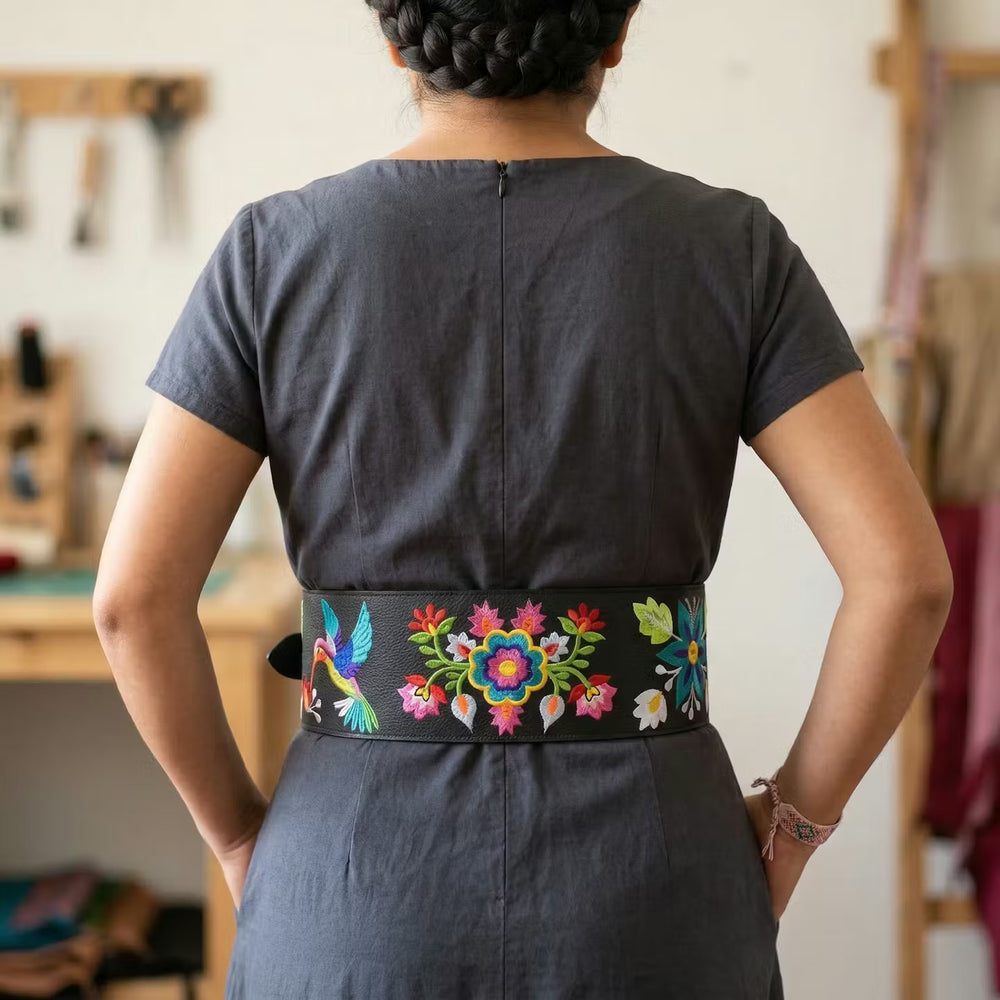 Heritage Leather Regalia  Belt (HUMMINGBIRD)