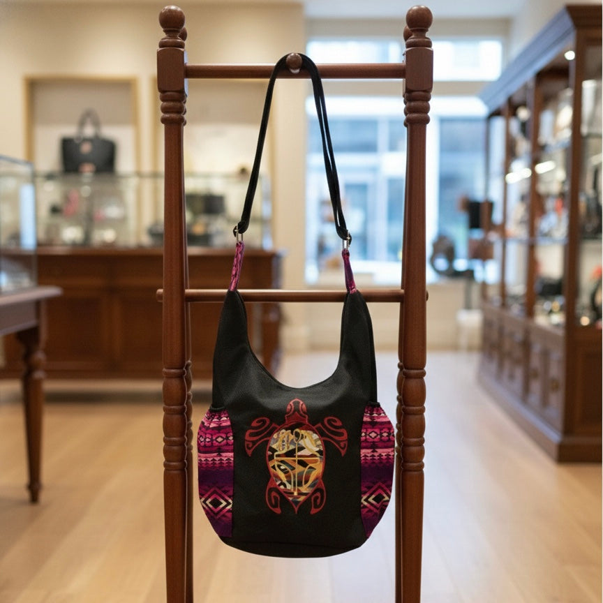 Turtle Embroidered Crossbody Bag