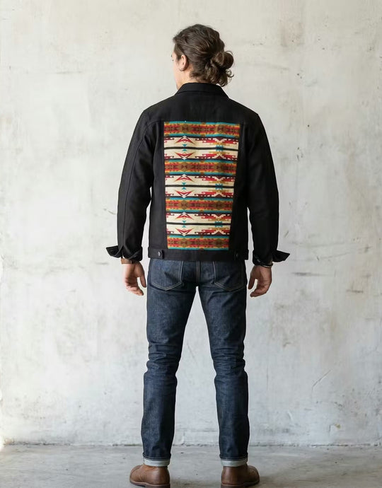 Black and beige Denim Jackets