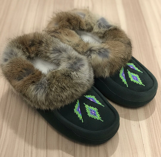 Moccasins with Beadwork (Size 6)