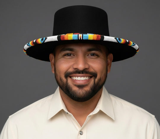 Size-58 Handmade Beaded Hat(Black)