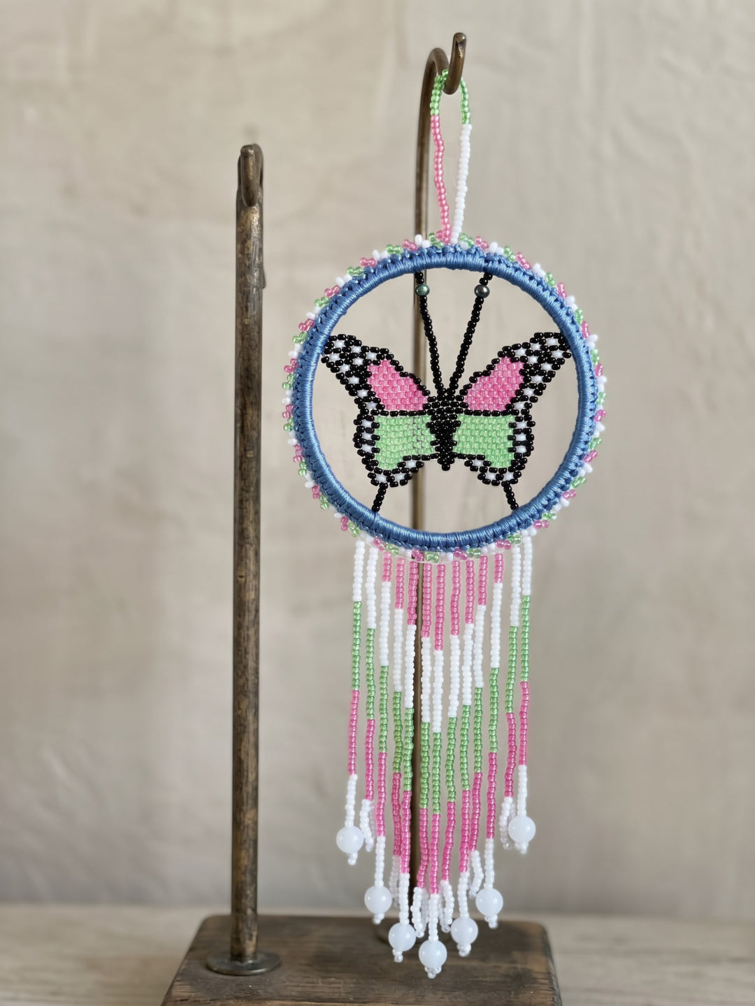 Pink and White Butterfly Dream Catcher