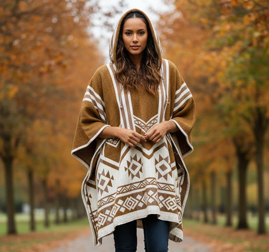Brown Pure Llama wool Ponchos