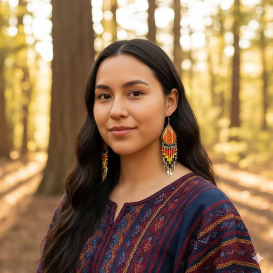 OldTribes™ Southwestern Painted Red and Yellow Earrings