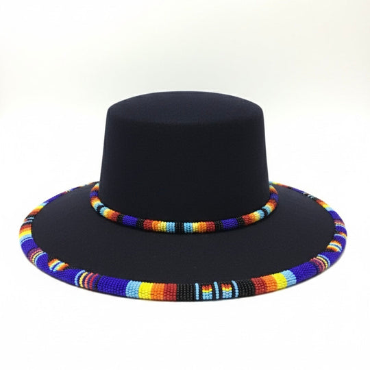 Size-56 Handmade Beaded Hat (DARK BLUE)