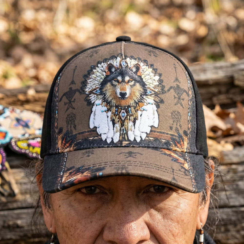 Wolf printed hat