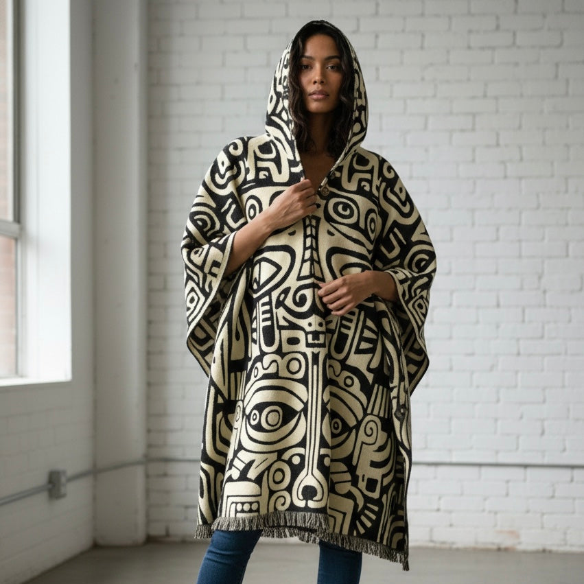 OLDTRIBES Tribal Totem HandMade Wool Poncho