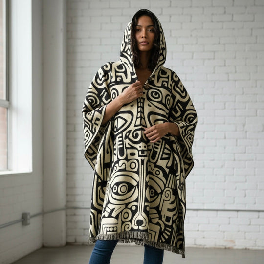 Tribal Totem HandMade Wool Poncho