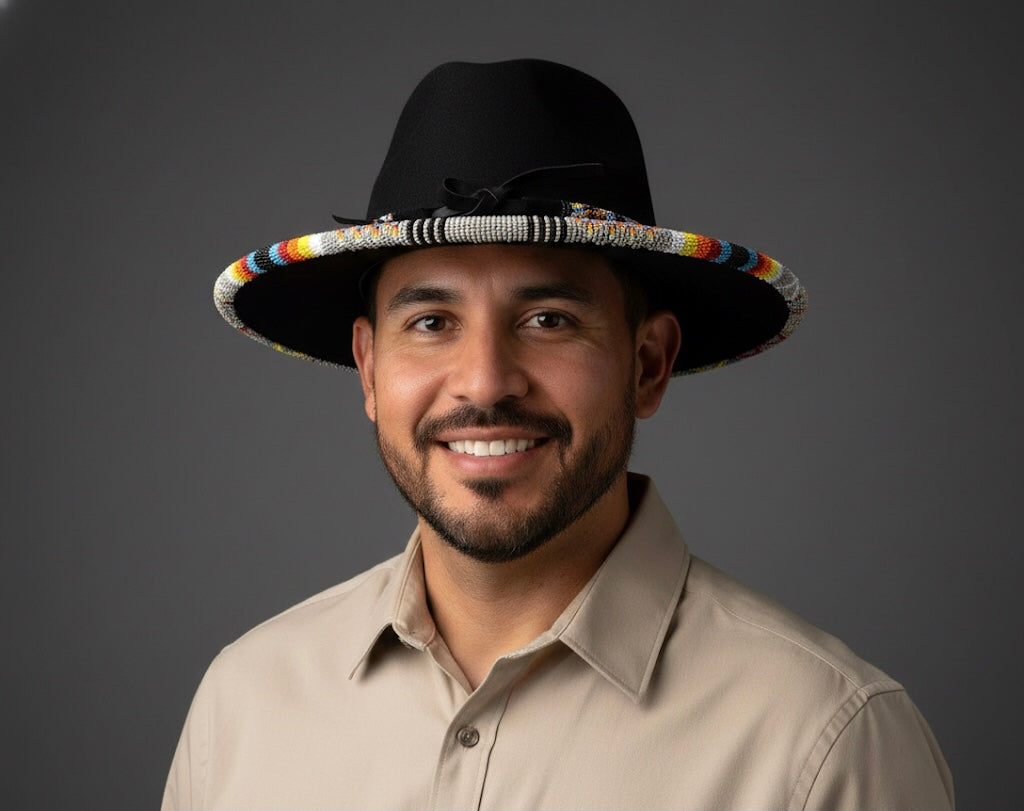 Size-58 Handmade Beaded Hat(Black)