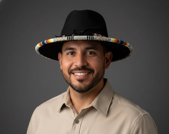 Size-58 Handmade Beaded Hat(Black)