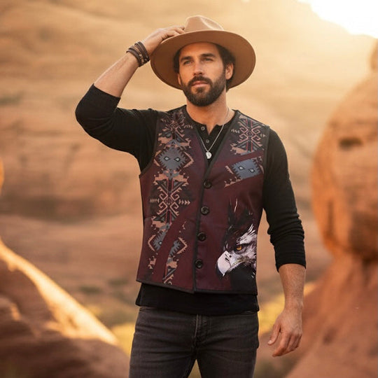 Eagle Native Vest(Maroon)