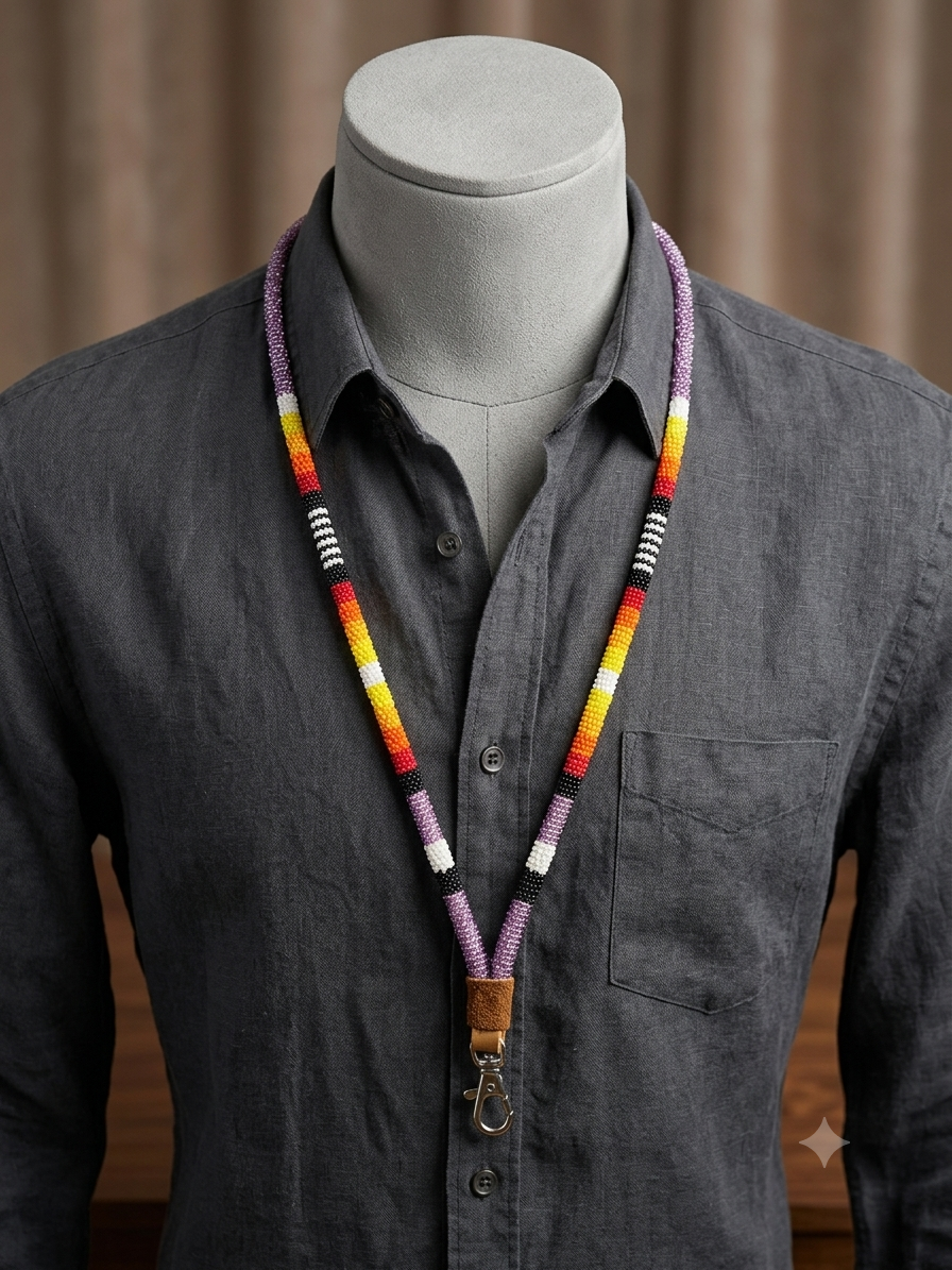 Round Beaded Lanyard(Purple)