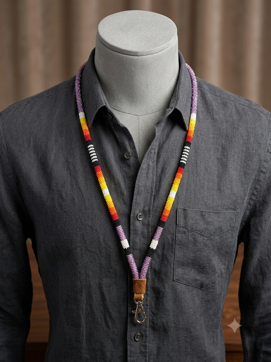 Round Beaded Lanyard(Purple)