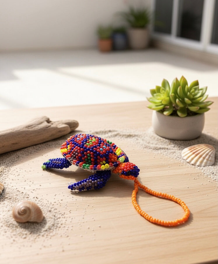 Orange Handcrafted Beaded Turtle
