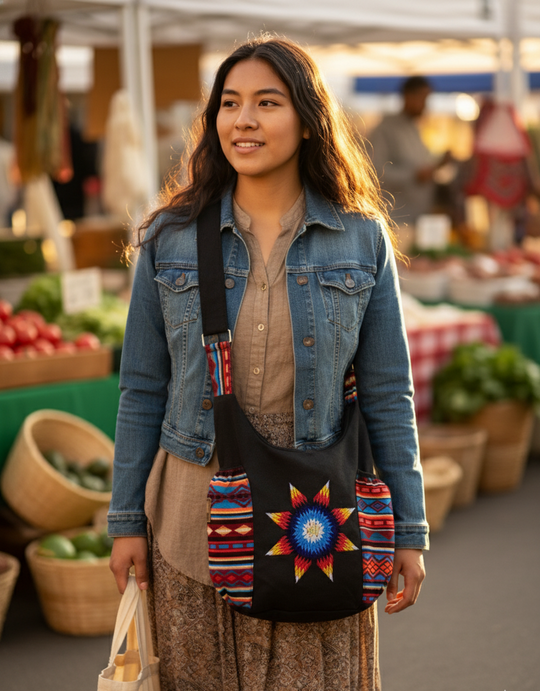 Wisdom Star Embroidered Crossbody Bag