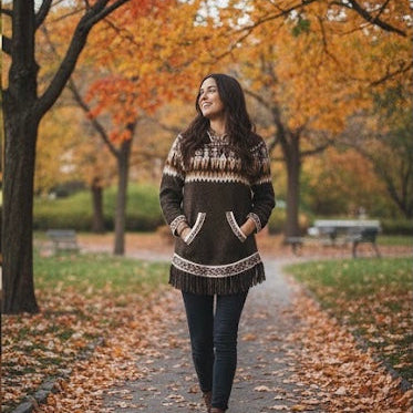 OLDTRIBES™ Cardigan pour femme en alpaga marron 