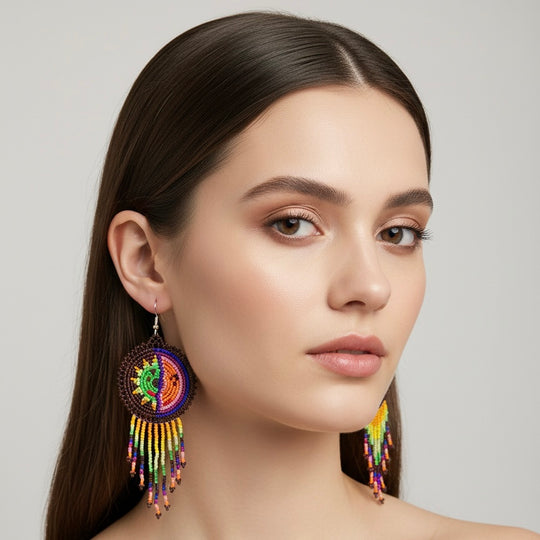 Brown Sun & Moon Beaded Fringe