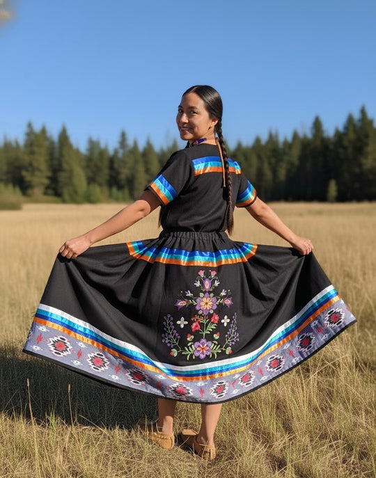 OLDTRIBES™ Pink Floral Ribbon Skirt