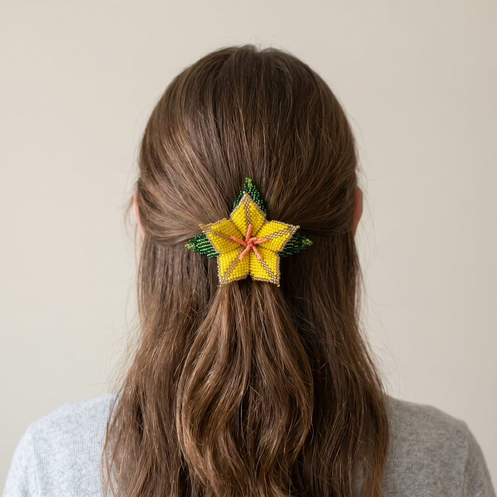 OLDTRIBES Yellow Ember Bloom Beaded Hair Barrette