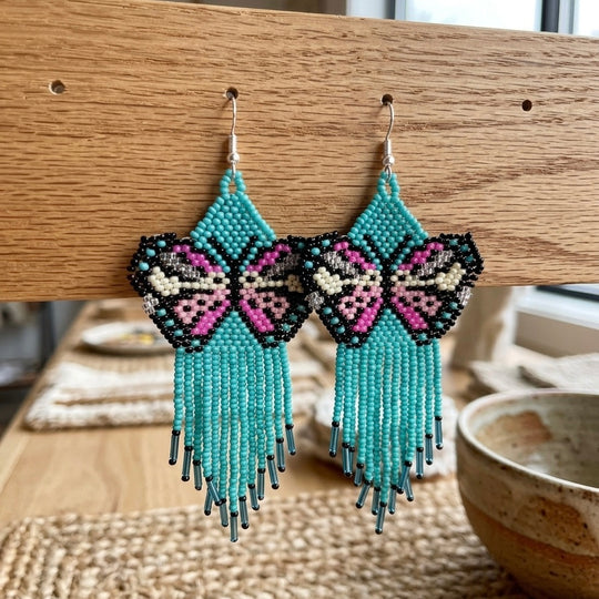 Turquoise Beaded Dancing Wing Earrings