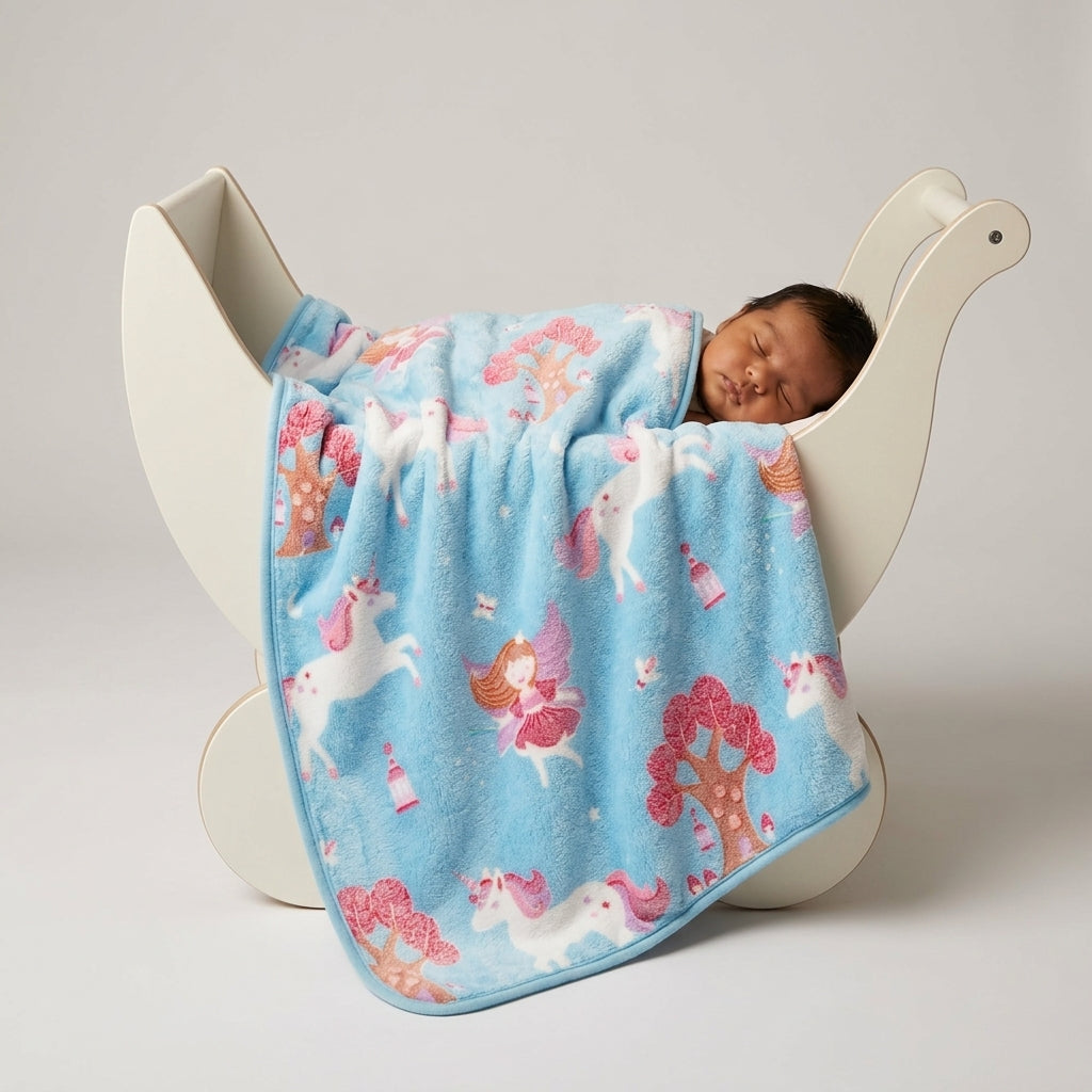 Sky Blue Fairy &amp; Unicorn  baby blankets