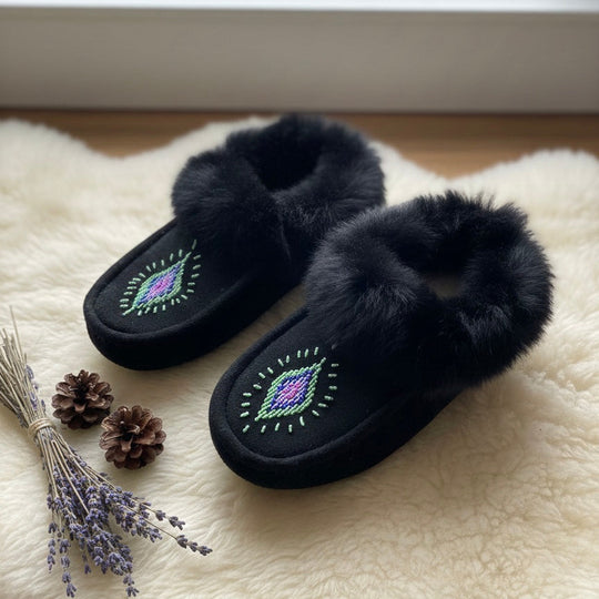 Moccasins with Beadwork (Size 9)
