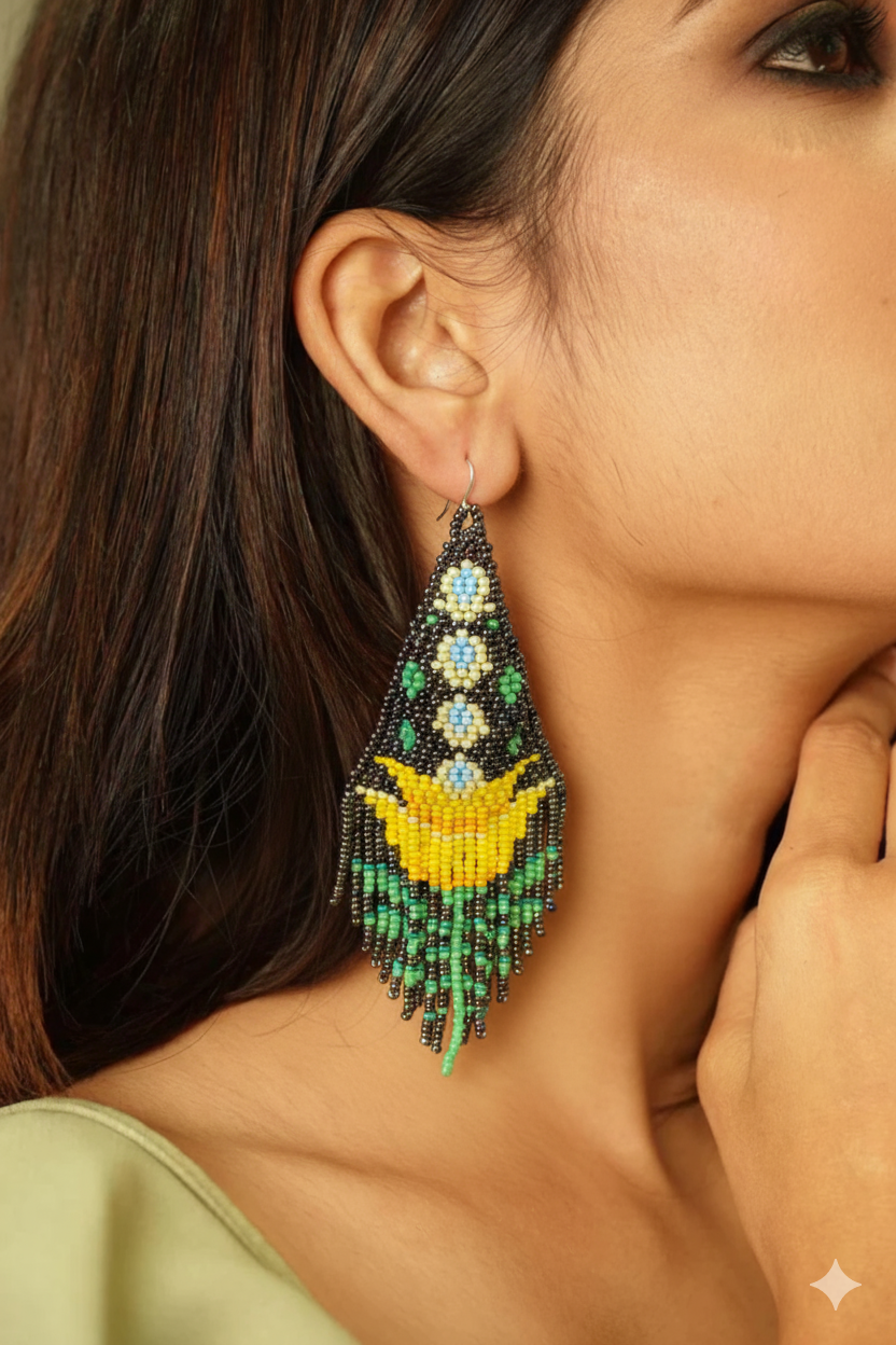 Brown Flame Blossom Drop Earrings