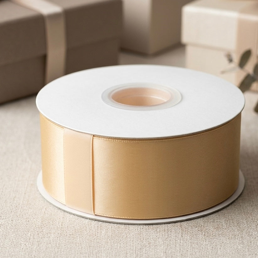 Satin Ribbon Double Face-light peach  #714- 3.8 cm Wide